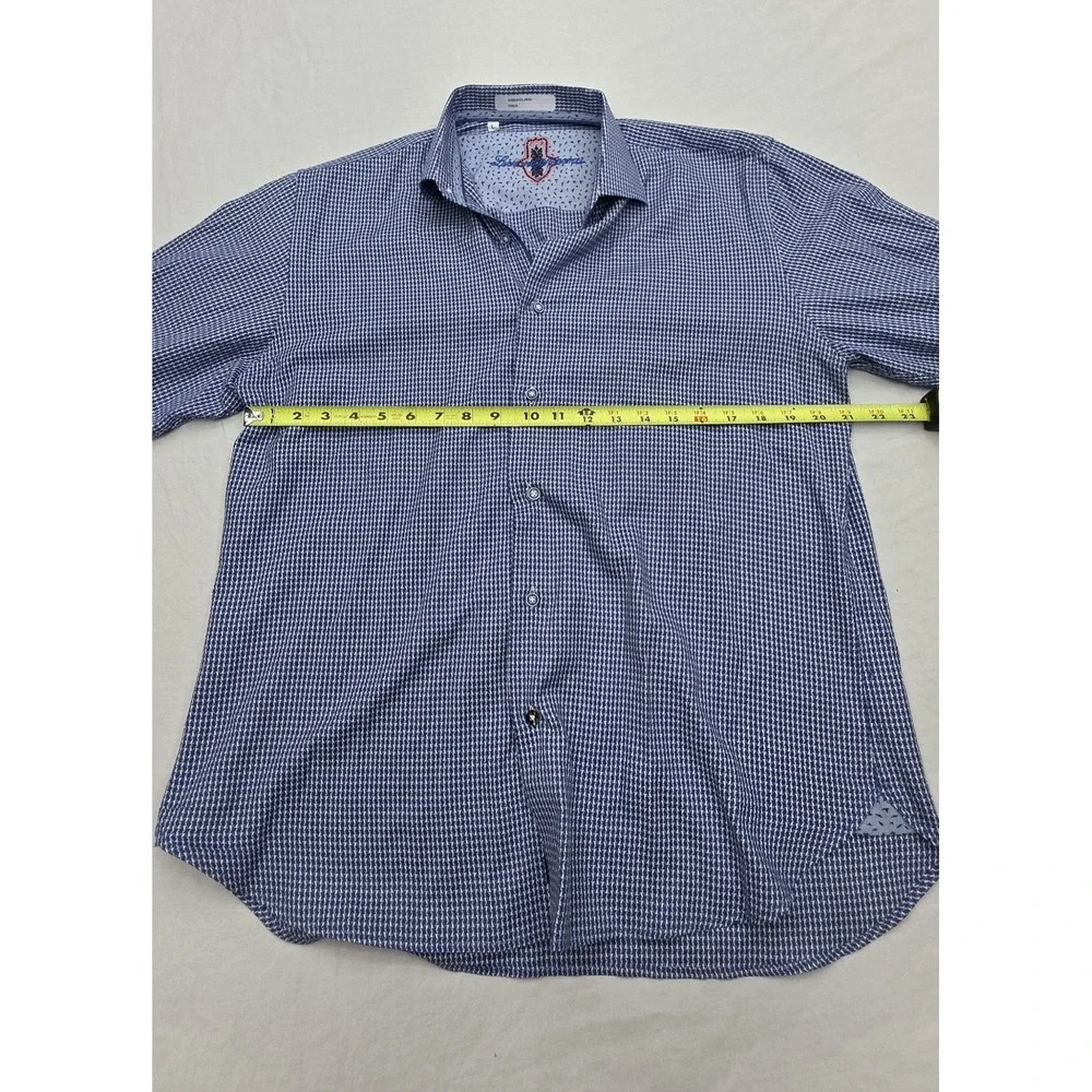 Luchiano Visconti Men's Blue Diamond Pattern‎ Longsleeve Button Down Shirt...